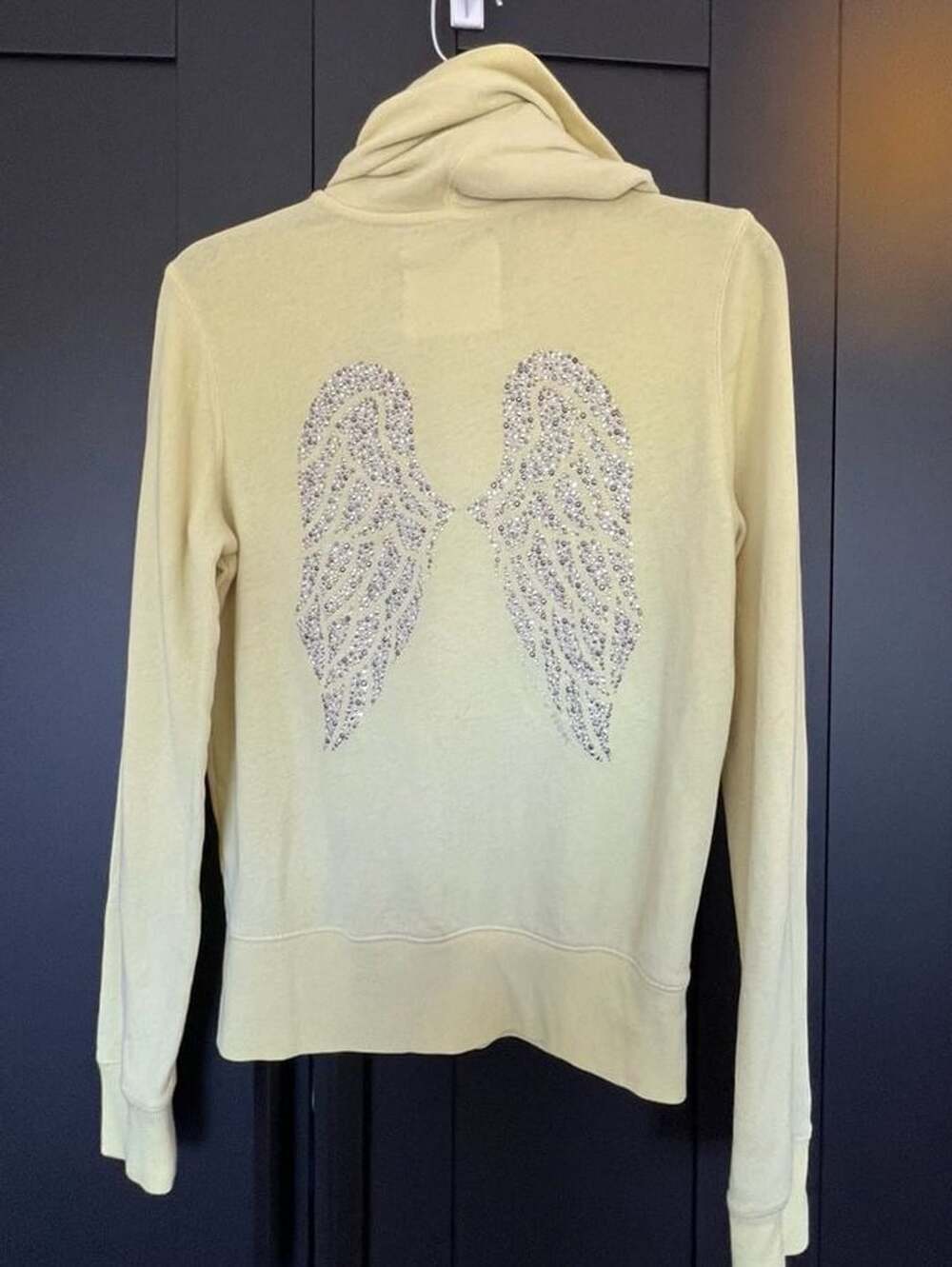 Y2K Victoria's Secret Supermodel Essentials Hoodie Size S Yellow Rhinestone